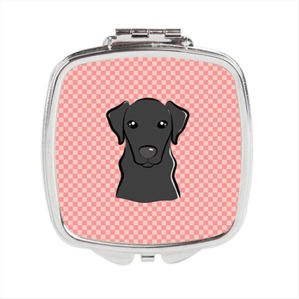 Carolines Treasures Checkerboard Pink Black Labrador Compact Mirror- 2.75 x 3 x .3 In. BB1235SCM